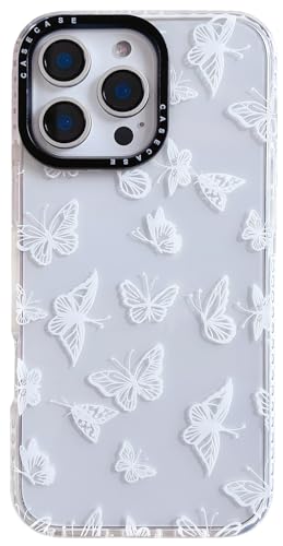 AMART für iPhone 16 Pro Hülle,Durchsichtig mit Weiß Schmetterling Motiv Design HandyHülle Frauen Mädchen Weiche TPU Silikon Stoßfest Schutzhülle für iPhone 16 Pro(6.3 Zoll 2024) von AMART