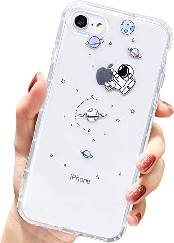 AMART für iPhone 7/iPhone 8 Hülle,Durchsichtig HandyHülle mit Astronaut Planet Stern Muster Hülle Transparent Klar Ultra Dünn Weich Silikon Stoßfeste mit Motiv Schutzhülle für iPhone 7/8(Embrace) von AMART