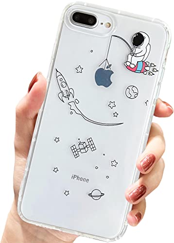 AMART für iPhone 7 Plus/iPhone 8 Plus Hülle,Durchsichtig HandyHülle mit Astronaut Planet Stern Muster Klar Ultra Dünn Weich Silikon Stoßfeste mit Motiv Schutzhülle für iPhone 7Plus/8 Plus(Fishing) von AMART