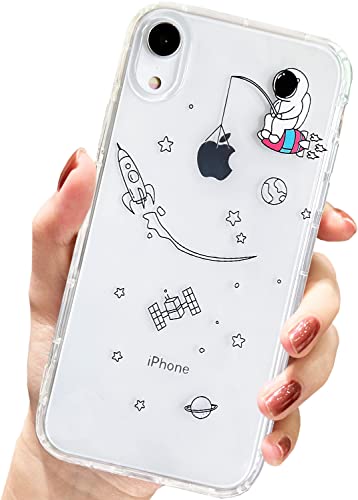 AMART für iPhone XR Hülle,Durchsichtig HandyHülle mit Astronaut Planet Stern Muster Hülle Transparent Klar Ultra Dünn Weich Silikon Stoßfeste mit Motiv Schutzhülle für iPhone XR(Fishing Astronaut) von AMART