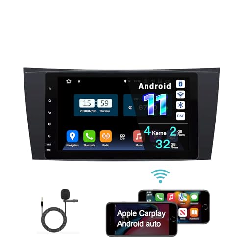 Amaseaudio Android 11 Autoradio, Drahtloses Carplay Android Auto, InDash DVD-Player, DSP+, 2 Din Kompatibel mit Benz E-Class W211/CLS-Class, 8" Touchscreen, WiFi Bluetooth 5.0/GPS navi von AMASE AUDIO