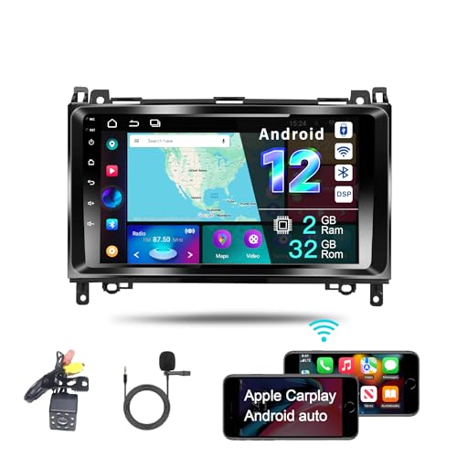 Amaseaudio Android 12 Autoradio, Ultra dünn, Kompatibel mit Benz W169 W245 W906, 9 Zoll vollständiger Touchscreen, DSP+, unterstützt drahtloses Android Auto/GPS Navigation/ HD1080P von AMASE AUDIO