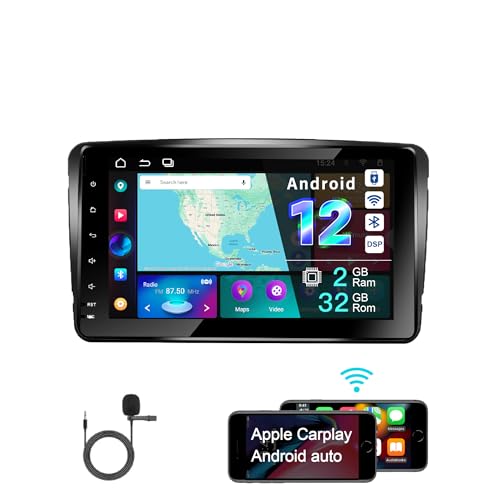 Amaseaudio Ultra dünn Android 12 Autoradio, drahtloses Apple Carplay Android Auto, DSP+, 8" Full Touchscreen Kompatibel mit Benz W168 W203 W209, unterstützt WiFi BT5.0/GPS Navigation/OBDII von AMASE AUDIO