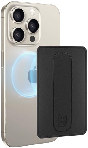 AMAYO - Magnetisch Handy Wallet Kartenhalter für MagSafe Wallet mit Fingerhalter - Kartenetui Telefon-Geldbörse Fingerhalterung Halter Ständer Griff - Halterung für iPhone Zubehör Hülle Case (Schwarz) von AMAYO