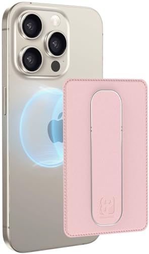 AMAYO - Magnetisch Handy Wallet Kartenhalter für MagSafe Wallet mit Fingerhalter - Kartenetui Telefon-Geldbörse Fingerhalterung Halter Ständer Griff - Halterung für iPhone Zubehör Hülle Case (Pink) von AMAYO