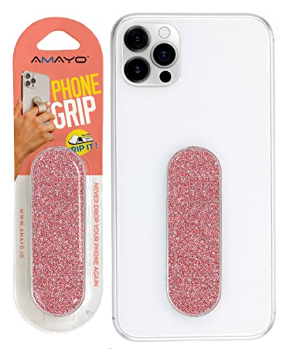 Amayo Grip - Das Original! Smartphone Fingerhalter - Handy Fingerhalterung Phone Grip Handy Halter Ständer Griff - Handy Halterung Handy Ring (Pearl Serie - Rosegold) von AMAYO
