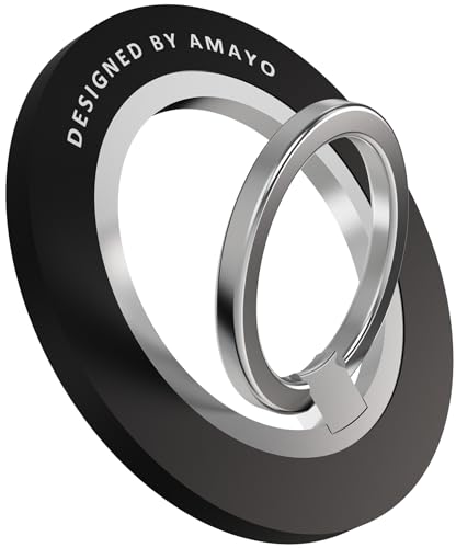 Amayo - Handy Ring Halterung für Magsafe, Handy Fingerhalter Griff Magnet Fingerhalterung Smartphone Ringhalterung Ständer für iPhone Serie 15 Pro Max, 14, 13, 12 Zubehör für Magsafe (Schwarz) von AMAYO