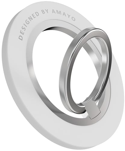 AMAYO - Handy Ring Halterung für Magsafe, Handy Fingerhalter Griff Magnet Fingerhalterung Smartphone Ringhalterung Ständer für iPhone Serie 15 Pro Max, 14, 13, 12 Zubehör für Magsafe (Weiß) von AMAYO