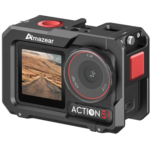 AMAZEAR Metallkäfig für DJI Osmo Action 4, Action 3, Action 5 Pro Zubehör, DJI Action3 Action4 Action5 Pro Multifunktionale Schutzhülle Aluminium Gehäuse Abdeckung Combo Kit von AMAZEAR