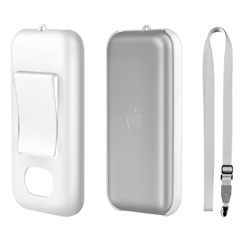 Amazear Akkuhalterung für Apple Vision Pro, tragbare Vision Pro Akku Zubehörtasche mit Gürtelclip und Cross-Body Strap, Apple VR Headset Akku-Schutzhülle (Weiß) von AMAZEAR
