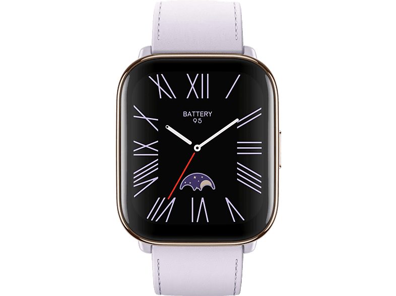 AMAZFIT Active Smartwatch Edelstahl veganes Leder, 20 mm, Lavender Prple von AMAZFIT