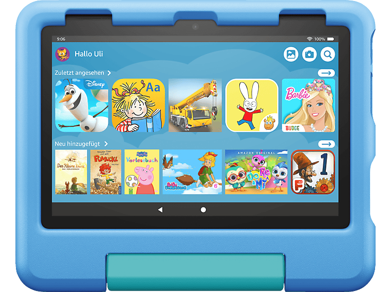 AMAZON Fire HD 8 Kids (2022), Tablet, 32 GB, Zoll, Schwarz, mitgelieferte Hülle in Farbton Blau von AMAZON