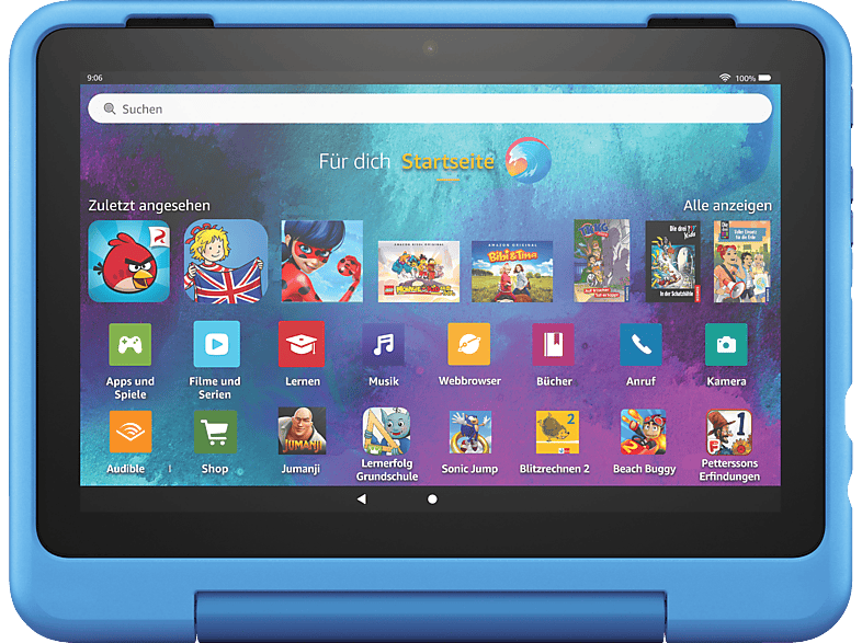AMAZON Fire HD 8 Kids Pro (2022), Tablet, 32 GB, Zoll, Schwarz, mitgelieferte Hülle im Farbton Cyber-Welt-Design von AMAZON