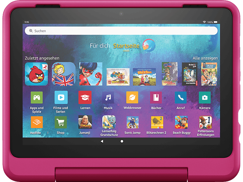 AMAZON Fire HD 8 Kids Pro (2022), Tablet, 32 GB, Zoll, Schwarz, mitgelieferte Hülle in Farbton Regenbogen von AMAZON