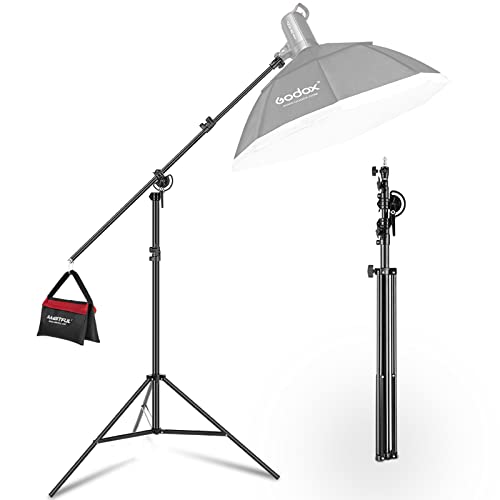 AMBITFUL 2-in-1 Fotografie-Lichtständer mit Galgenarm, 3,2 m, strapazierfähiges, verstellbares Stativ-Lichtstativ mit 1,85 m Haltearm, Sandsack für Studio, Monolight-Softbox-Reflektor, Fotografie AMBITFUL 2-in-1 Fotografie-Lichtständer mit Galgenarm, 3,2 m, strapazierfähiges, verstellbares Stativ-Lichtstativ mit 1,85 m Haltearm, Sandsack für Studio, Monolight-Softbox-Reflektor, Fotografie von AMBITFUL