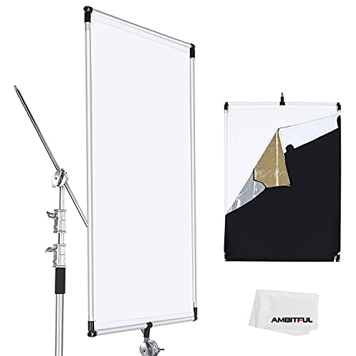 AMBITFUL 60 x 90 cm, Sun Scrim groß 5-in-1 Black Silver Gold White Diffuser Reflektor Aluminium Alloy Frame for Photography von AMBITFUL