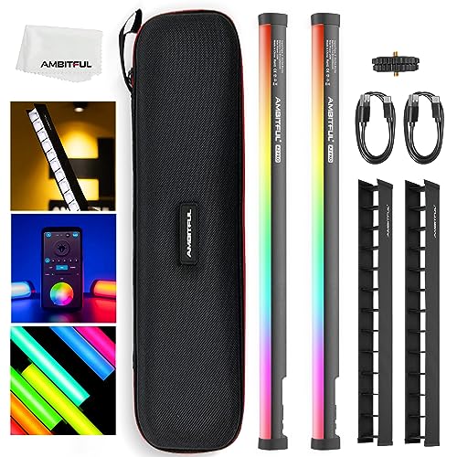 AMBITFUL A2 PRO Full-Color RGB Tube Light, Dual RGB Tube Light KIT,CRI 95 TLCI 97 Accurate Color,2500k-8500k Adjustable,Mode,26 FX Effect,APP Control Support, Brightness Adjustable(A2PRO-K2) von AMBITFUL