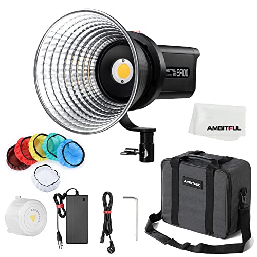 AMBITFUL Aurora EF100 100W 5600K COB LED Vidoe Light ，CRI 95+, TLCI 95+, Built-in 5-FX Effects Lux 35500（Standard Reflective） Support APP Control with Carry Bag for Still Life Photography, Portrait von AMBITFUL