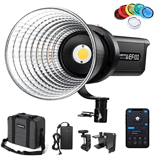 AMBITFUL EF100 100W 5600K Aurora COB LED Videolicht, CRI 95+, TLCI 97+, integrierte FX-Effekte für Stilllebenfotografie, Porträts, Studiobeleuchtung, Unterstützung der APP-Steuerung von AMBITFUL