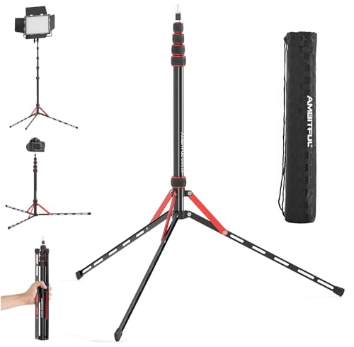 AMBITFUL Light Stand 220 cm - Aluminium Lamp Tripod Portable Tripod Lighting Tripod Load 2.5 kg Photo Light Stand for Outdoor Photography Ring Light Flash Light ，Weight 600g with Carry Bag (GM220) von AMBITFUL
