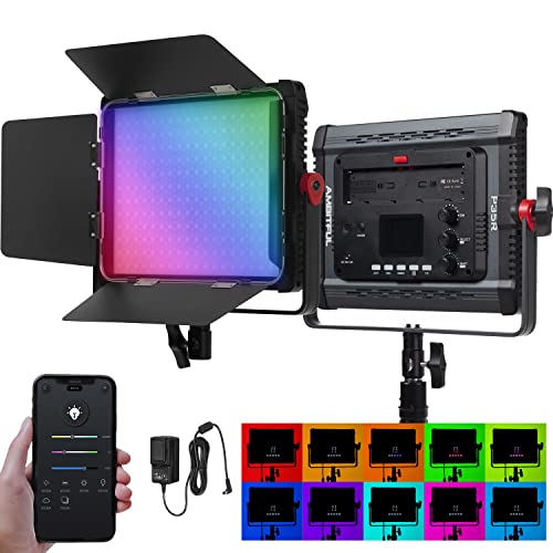 AMBITFUL RGB LED Video Light, P35R Photography Lighting with APP Control, RGB Video Light for YouTube Outdoor Studio, Led Panel Video Light with Carry Bag von AMBITFUL