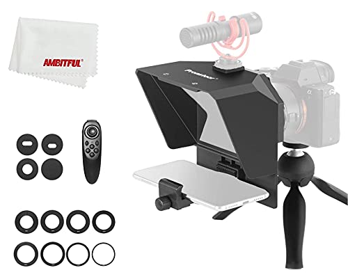 AMBITFUL Teleprompter Kit Portable Inscriber Handy Teleprompter Artefakt Video mit Fernbedienung für Handy und DSLR Aufnahme (Teleprompter + Stativ) von AMBITFUL