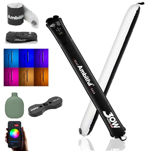 Ambitful GC30R 30W RGB Vollfarbe aufblasbares Rohrlicht 2500K-10000K Handheld LED Licht, CRI 95 +, TLCI 96 + für Unterstützung Magnetsaug, wasserdichte Lichtstange LED Beleuchtungsstab von AMBITFUL