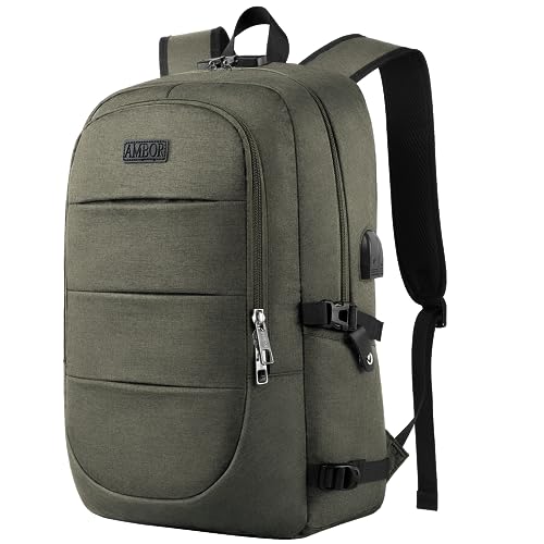 AMBOR Laptop Rucksack Männer mit Passwort Lock Rucksack Frauen Anti-Diebstahl Rucksack für 17.3 Zoll Laptop Schule Rucksack Multifunktions Business Notebook Tasche Wasserdicht (Grün) von AMBOR