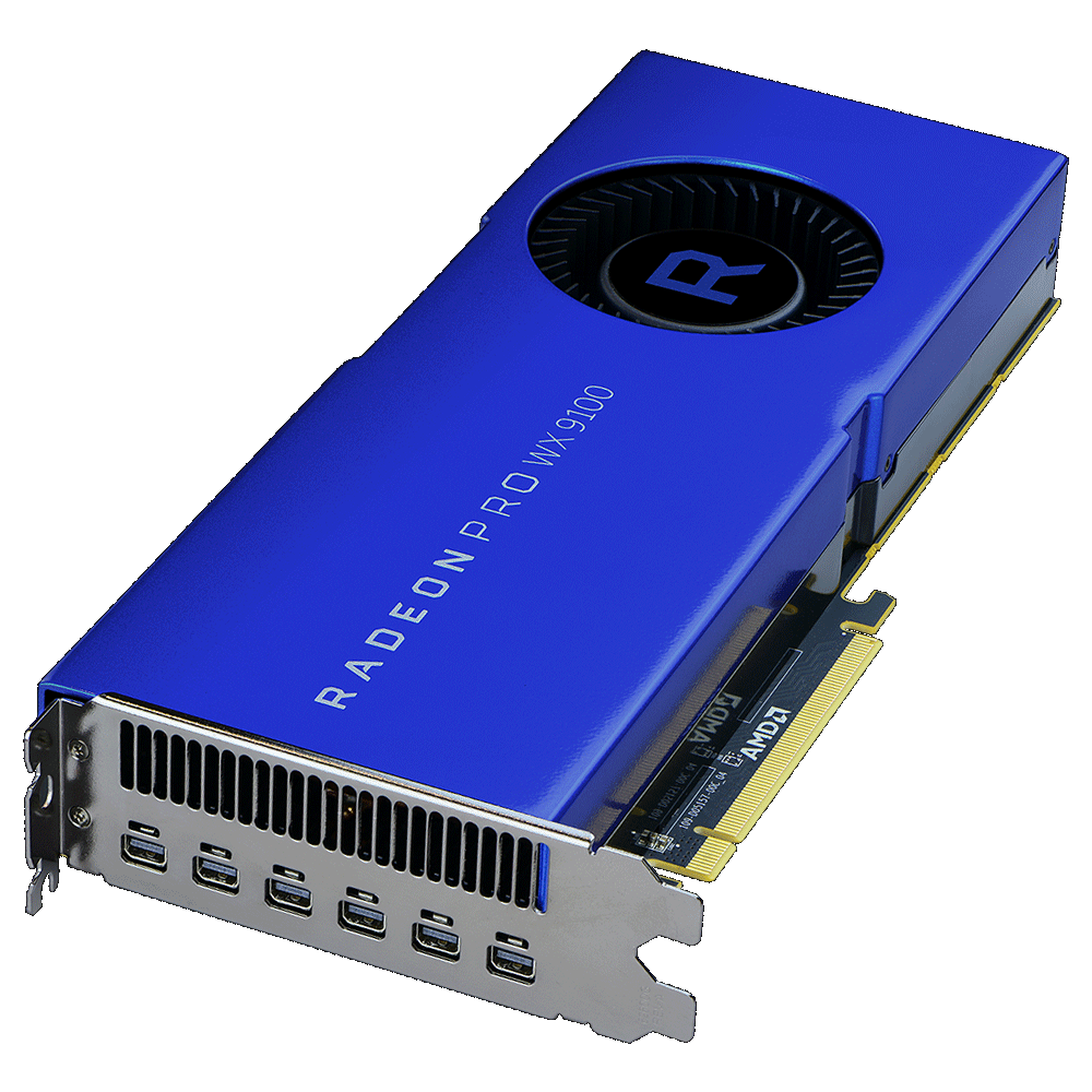 AMD RADEON PRO WX 9100. Grafikprozessorenfamilie: AMD, Prozessor-Taktfrequenz: 1500 MHz. Separater Grafik-Adapterspeicher: 16 GB, Grafikkartenspeichertyp: High Bandwidth Memory (HBM), Breite der Speicherschnittstelle: 2048 Bit. Kühlung: Aktiv, Anzahl Lüfter: 1 Lüfter, Produktfarbe: Blau (100-505957) von AMD