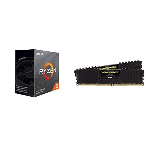 AMD Ryzen 5 3600 4, 2GHz AM4 36MB Cache Wraith Stealth + Corsair Vengeance LPX 16GB (2x8GB) DDR4 3200MHz C16 XMP 2.0 High Performance Desktop Arbeitsspeicher Kit (für AMD Ryzen) schwarz von AMD