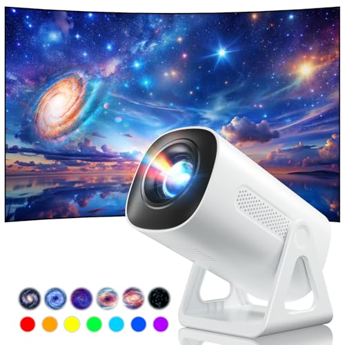 [2025 Upgraded & Android 11.0] Mini Beamer mit WiFi und Bluetooth, Tragbarer Beamer mit Unterstützung 4K 1080P, 270° Einstellbare Unterstützung Heimkino Star Projektor für Phone/PS5/HDMI/TV Stick/USB von AMEELA