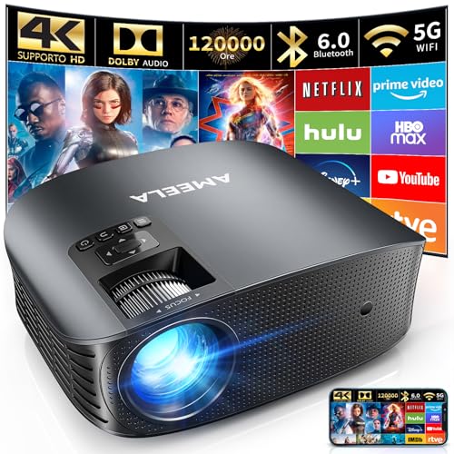 AMEELA 4K-Videoprojektor mit WLAN und Bluetooth, FHD 1080P, Mini-Projektor für Moives im Freien, 5G Videoprojektor für Heimkino, Dolby Audio, Zoom, tragbar, TV-Stick, PPT AMEELA 4K-Videoprojektor mit WLAN und Bluetooth, FHD 1080P, Mini-Projektor für Moives im Freien, 5G Videoprojektor für Heimkino, Dolby Audio, Zoom, tragbar, TV-Stick, PPT von AMEELA
