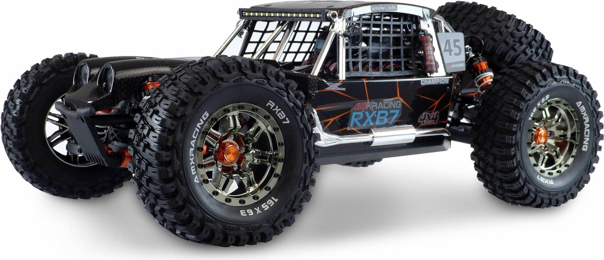 Amewi AMXRacing RXB7 Schwarz Brushless 1:7 RC Modellauto Elektro Buggy Allradantrieb (4WD) RtR 2,4 GHz Inkl. Akku und Ladegerät (22553) von AMEWI