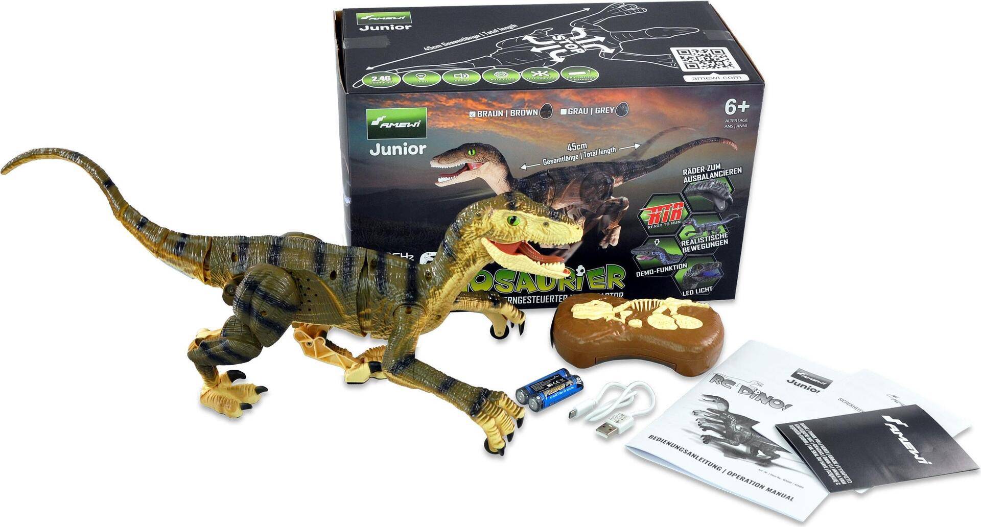 Amewi RC Dinosaurier Velociraptor - Actionfigur zum Sammeln - Film & TV-Serien - Batterien erforderlich - 522 g (40008) von AMEWI