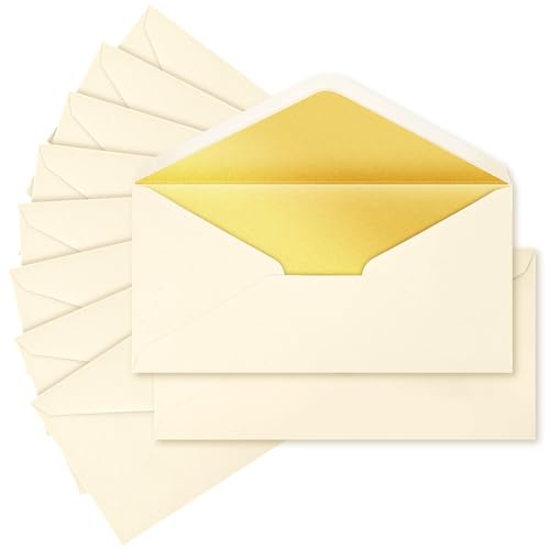 AMFUN 30PCS Umschläge, 220x110mm Brief-Umschläge Nassklebung Ohne Fenster mit Gold-Metallic Innen, Briefumschlag mit Nassklebung für Geburtstagskarten Einladung Grußkarten (Weiß) AMFUN 30PCS Umschläge, 220x110mm Brief-Umschläge Nassklebung Ohne Fenster mit Gold-Metallic Innen, Briefumschlag mit Nassklebung für Geburtstagskarten Einladung Grußkarten (Weiß) von AMFUN