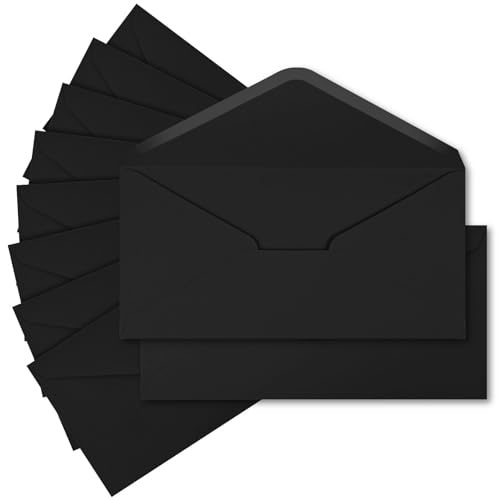 AMFUN 55PCS Umschläge, 220x110mm Brief-Umschläge Nassklebung Ohne Fenster, Briefumschlag mit Nassklebung für Geburtstagskarten Einladung Grußkarten (Schwarz) AMFUN 55PCS Umschläge, 220x110mm Brief-Umschläge Nassklebung Ohne Fenster, Briefumschlag mit Nassklebung für Geburtstagskarten Einladung Grußkarten (Schwarz) von AMFUN