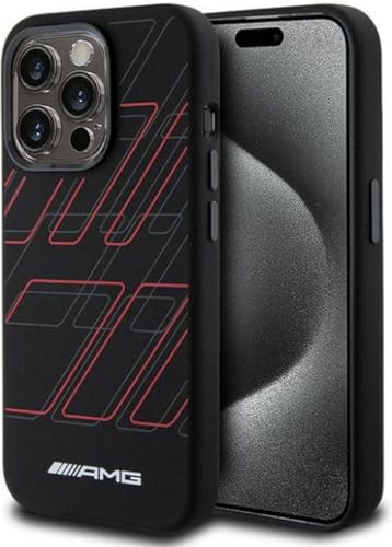 AMG AMHMP15L23SSPK Hülle für iPhone 15 Pro 6.1" Schwarz hardcase Silicone Large Rhombuses Pattern von AMG