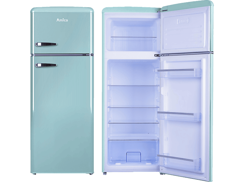 AMICA KGC 15632 T Retro Edition Kühlgefrierkombination (E, 206 l, 1440 mm hoch, Türkis) von AMICA