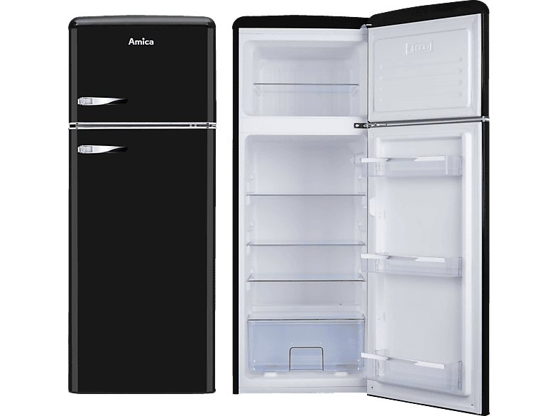 AMICA KGC 15634 S Retro Edition Kühlgefrierkombination (E, 206 l, 1440 mm hoch, Schwarz) von AMICA