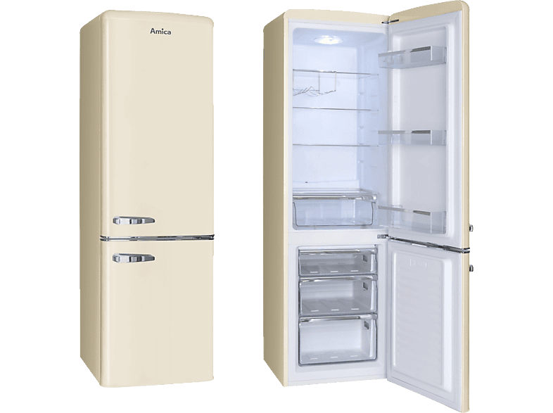 AMICA KGCR 387 100 B Retro Edition Kühlgefrierkombination (E, 244 l, 1810 mm hoch, Beige) von AMICA