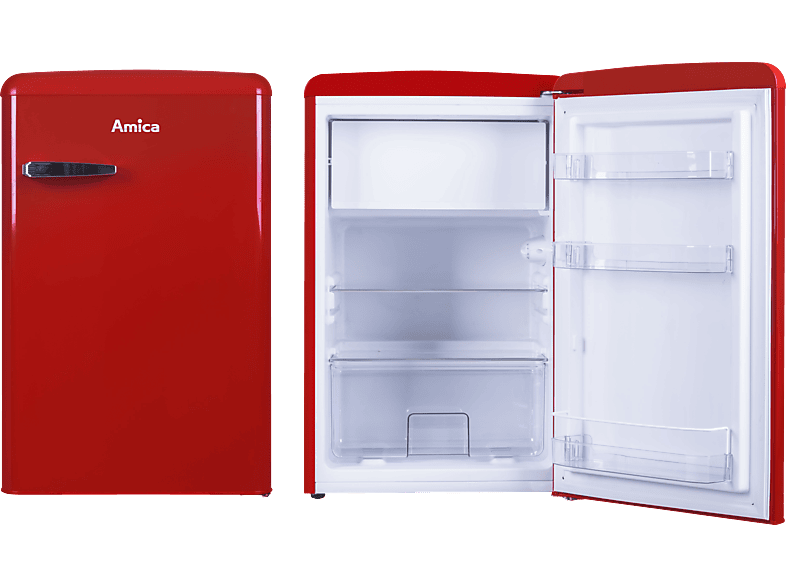 AMICA KS 15610 R Retro Edition Kühlschrank (108 l, E, 875 mm hoch}, Rot) von AMICA