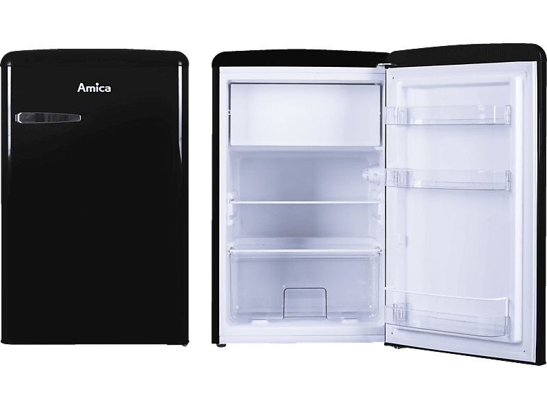 AMICA KS 15614 S Retro Edition Kühlschrank (E, 860 mm hoch, Schwarz) von AMICA