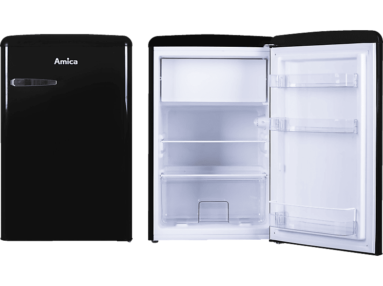 AMICA KS 15614 S Retro Edition Kühlschrank (108 l, E, 860 mm hoch}, Schwarz) von AMICA