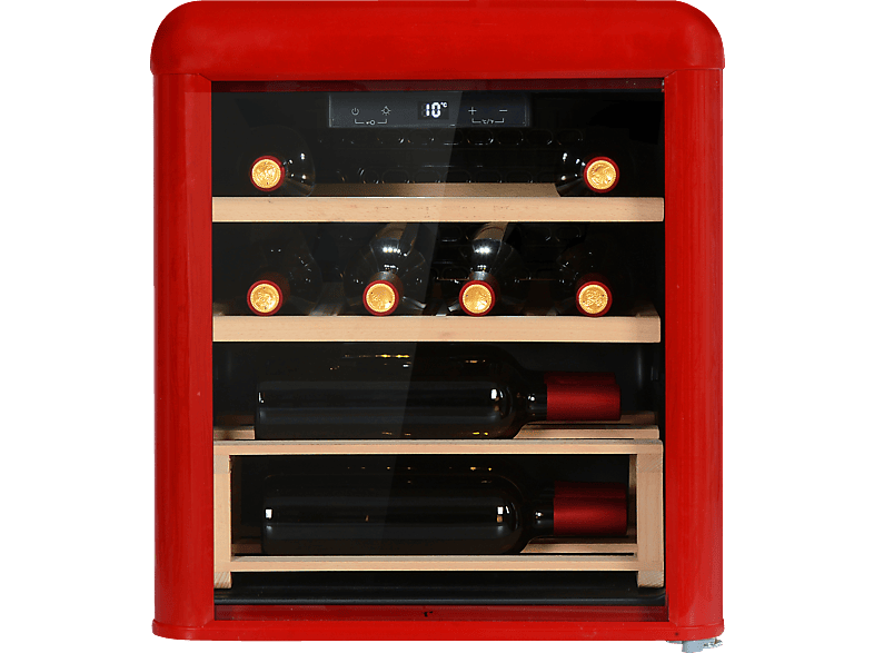 AMICA WKR 341 910 R Retro Edition Weinklimaschrank (EEK G, Rot) von AMICA