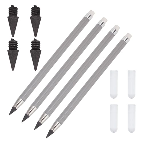AMIJOUX Tintenlose Metallstifte, 4 Magic Infinity Bleistifte Und 4 austauschbare Bleistiftstummel, Nachhaltiges, Baumfreundliches HB-Bleistiftset Zum Schreiben, Zeichnen, Heim- Und Schulbedarf von AMIJOUX