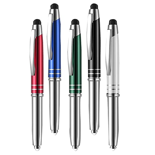 AMIUHOUN 5 x Eingabestift für Touchscreen-Geräte, multifunktionaler kapazitiver Stift mit LED-Taschenlampe, Schreibstifte von AMIUHOUN