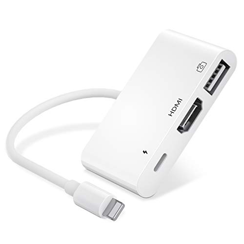 AMLLXEN Lighting-zu-HDMI-Adapter, USB-Kamera-Adapter mit Ladeanschluss, 1080P HDMI OTG Digital-AV-Audio-Audioadapter Kompatibel mit Phone 12/11 /X/8 von AMLLXEN