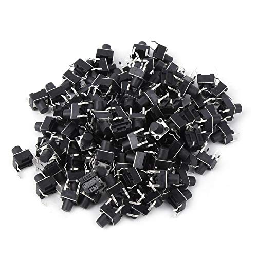 100 Stück taktile Takt-Drucktastenschalter, Micro-Momentary-Tact-Sortiment-Kit, Micro-Tact-Schalter-Zubehör, 6 x 6 x 7 mm KHzIgRdY von AMNOOL