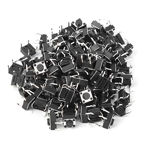 100 Stück taktile Takt-Drucktastenschalter, Mikro-Moment-Takt-Tastenschalter-Sortiment-Kit 6 x 6 x 4,3 mm KHzIgRdY von AMNOOL
