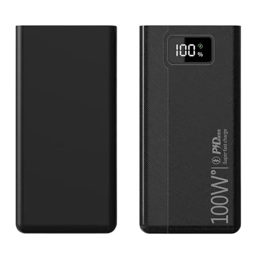100 W Power Bank 3/50000 mAh 4 USB-Schnellladegerät Tragbare Powerbank Externes Ladegerät (Size : Black 50000mAh) von AMNOOL